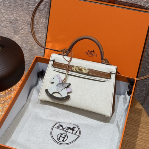 최고퀄 에르메스 올수공 켈리 미니 나타 & 골드 브라운 엡송 가죽 금장