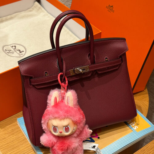 최고퀄 에르메스 올수공 버킨 25 레드와인 토고 가죽 은장