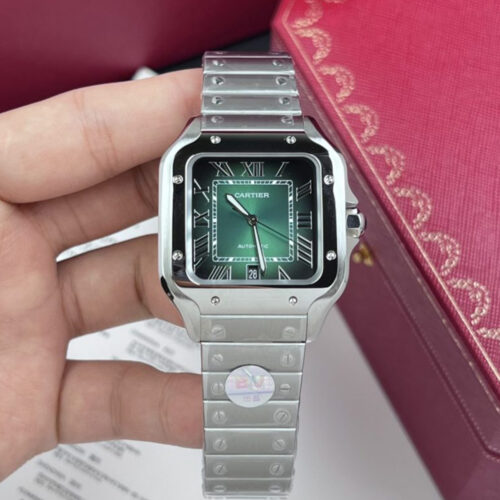 BV공장 까르띠에 산토스 그린 다이얼 39.8mm WSSA0061