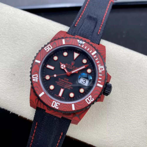 DIW 커스텀 롤렉스 서브마리너 레드 카본 케이스 블랙 다이얼 40mm 116610