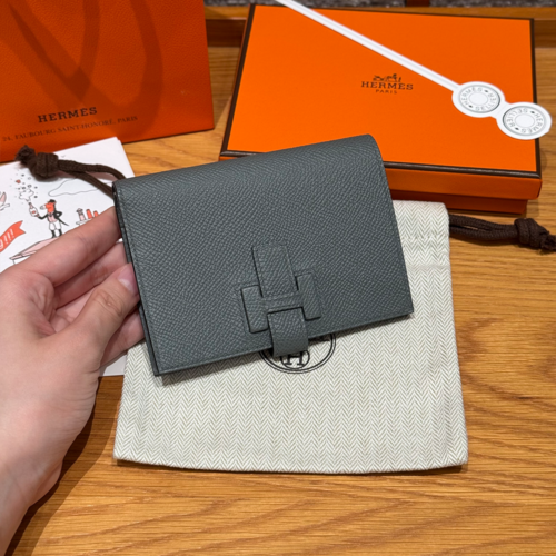 최고퀄 에르메스 올수공 에르메스 뉴 H 파상트 컴팩트 지갑 Vert Amanda 엡송 은장