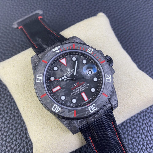 DIW 커스텀 롤렉스 서브마리너 블랙 카본 케이스 카본 레드 다이얼 40mm 116610