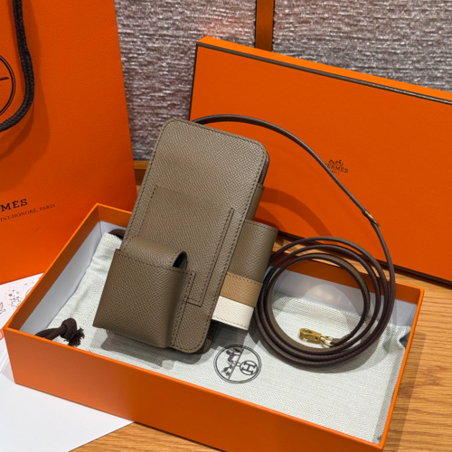 최고퀄 에르메스 올수공 에르메스웨이 폰 케이스 Etoupe & Chai & Craie 엡송가죽 금장