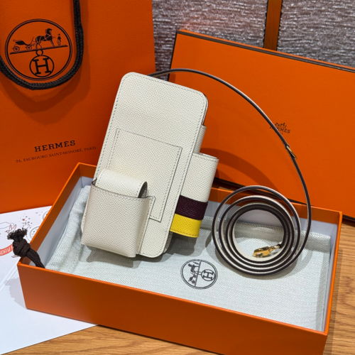 최고퀄 에르메스 올수공 에르메스웨이 폰 케이스 Nata & Bordeaux & Jaune De Naples 엡송 가죽 금장