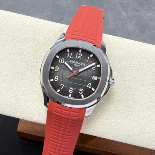 DD공장 파텍필립 아쿠아넛 그레이 다이얼 레드 스트랩 42mm 5167