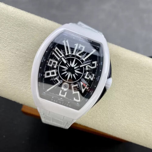 T+공장 프랭크 뮬러 뱅가드 V45 화이트 세라믹 케이스 블랙 다이얼 45mm