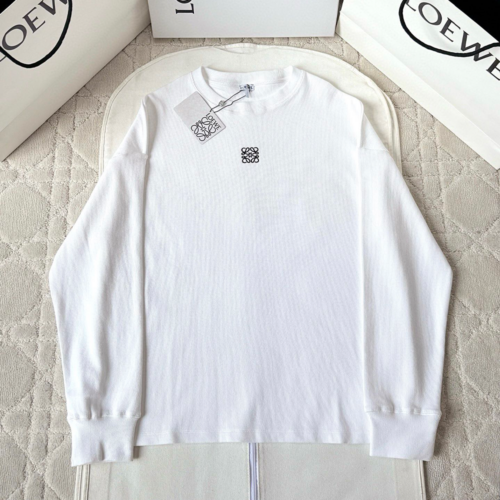 로에베 아나그램 리브 니트 코튼 티셔츠 화이트