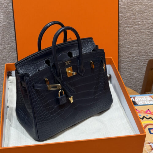 최고퀄 에르메스 올수공 버킨 25 블루 사파이어 악어 가죽 금장