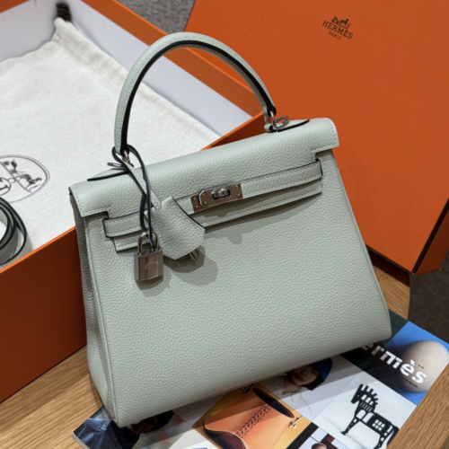 최고퀄 에르메스 올수공 켈리 25 스노우 그레이 토고 가죽 은장